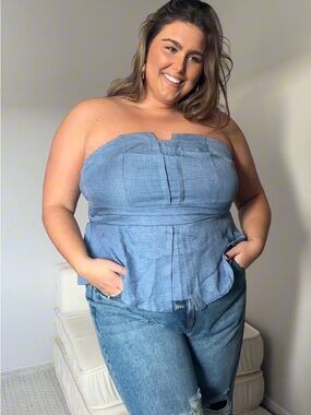 Faux Denim Tube Top — Like New 2X Summer Going Out Top